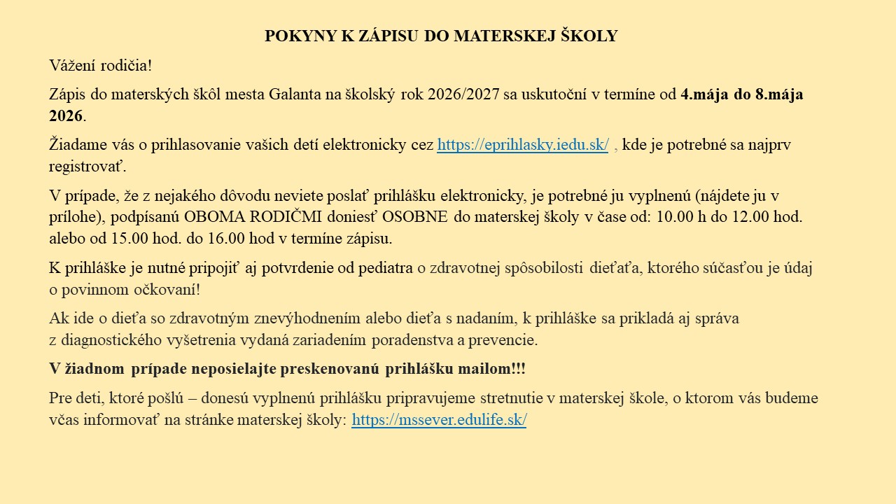 Zápis detí do materskej školy 